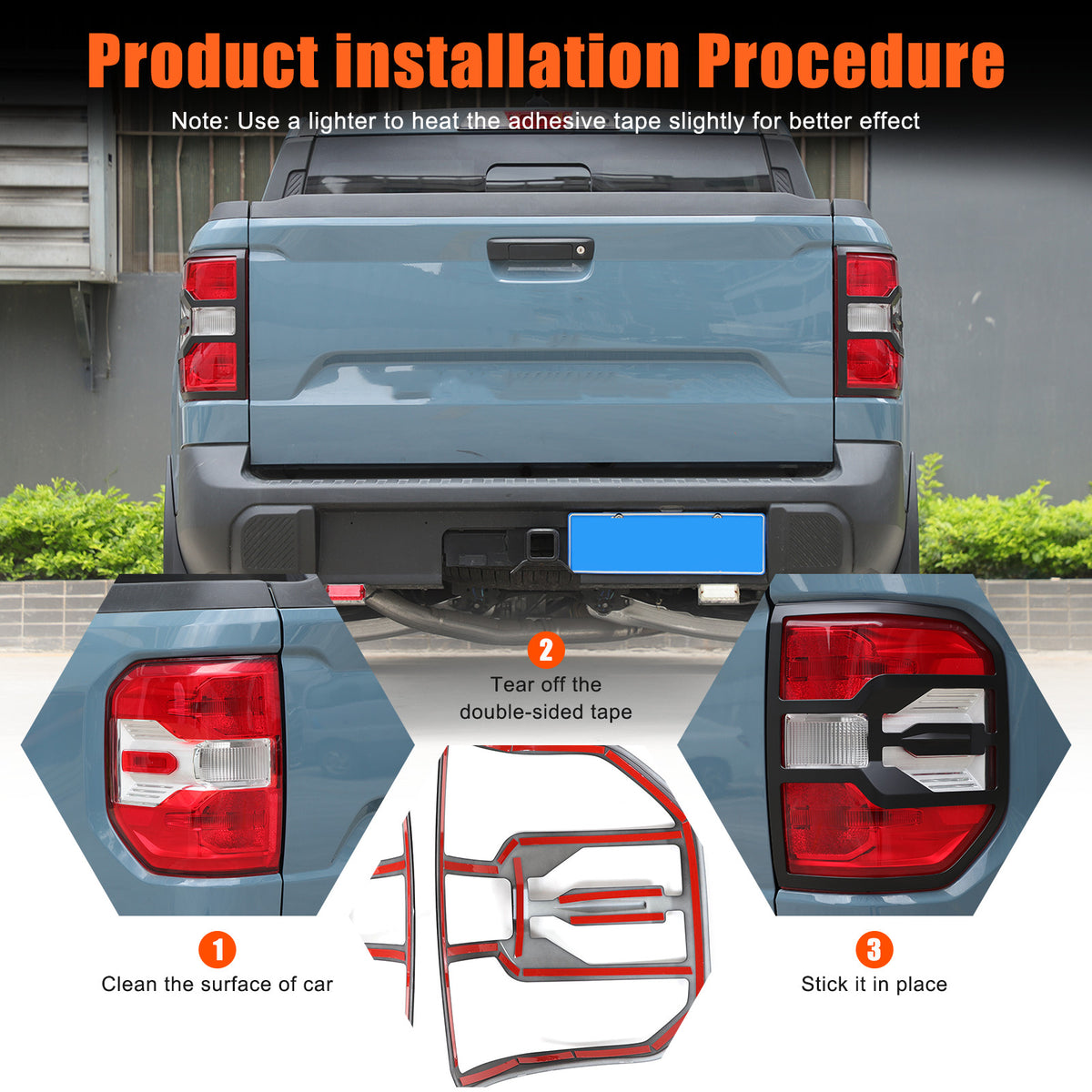 Matte Black Rear Taillight Trim Cover Bezel For Ford Maverick 2022-2024 US 15
