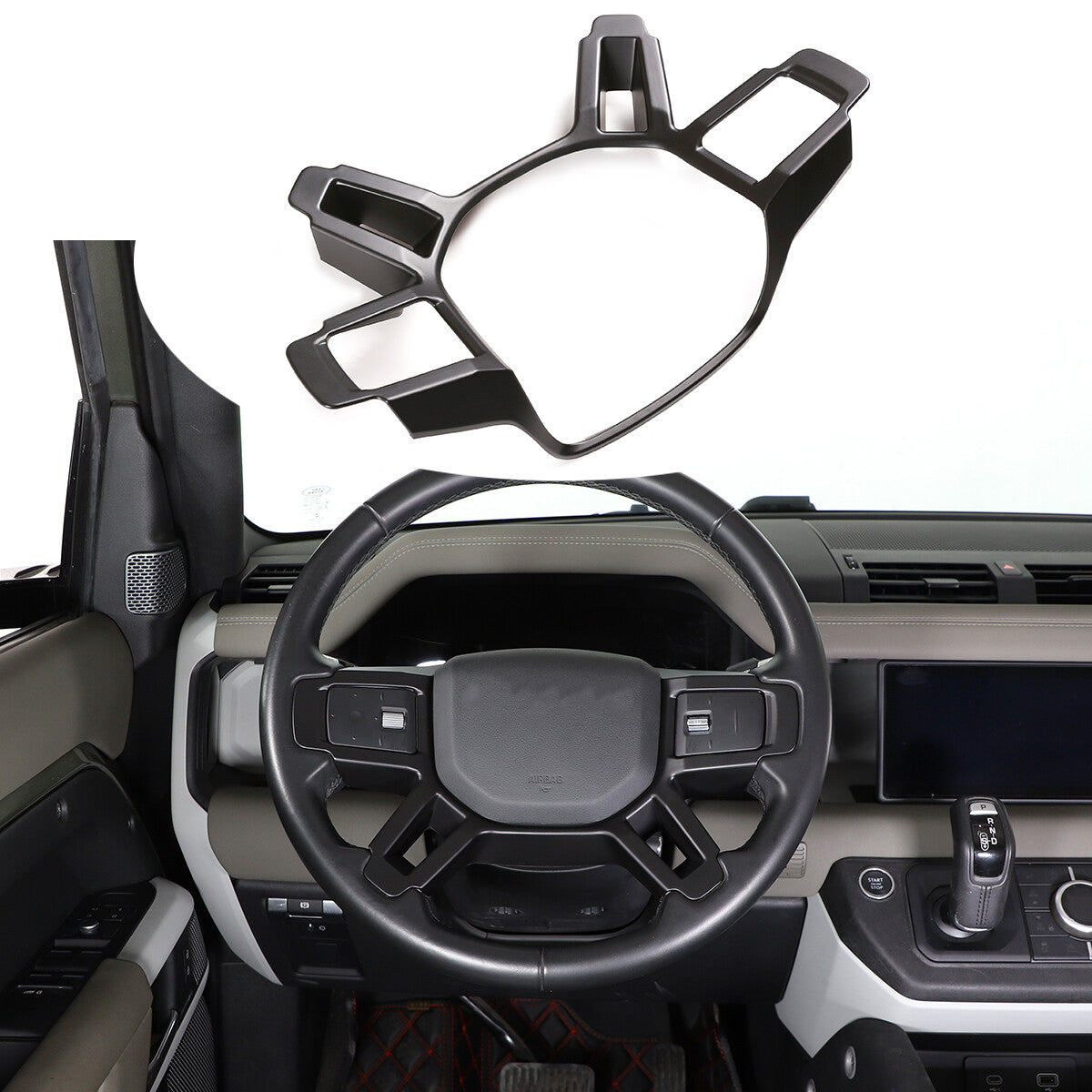 Matte Black Steering Wheel Frame Trim For Land Rover Defender 90 110 2020-23 US 2