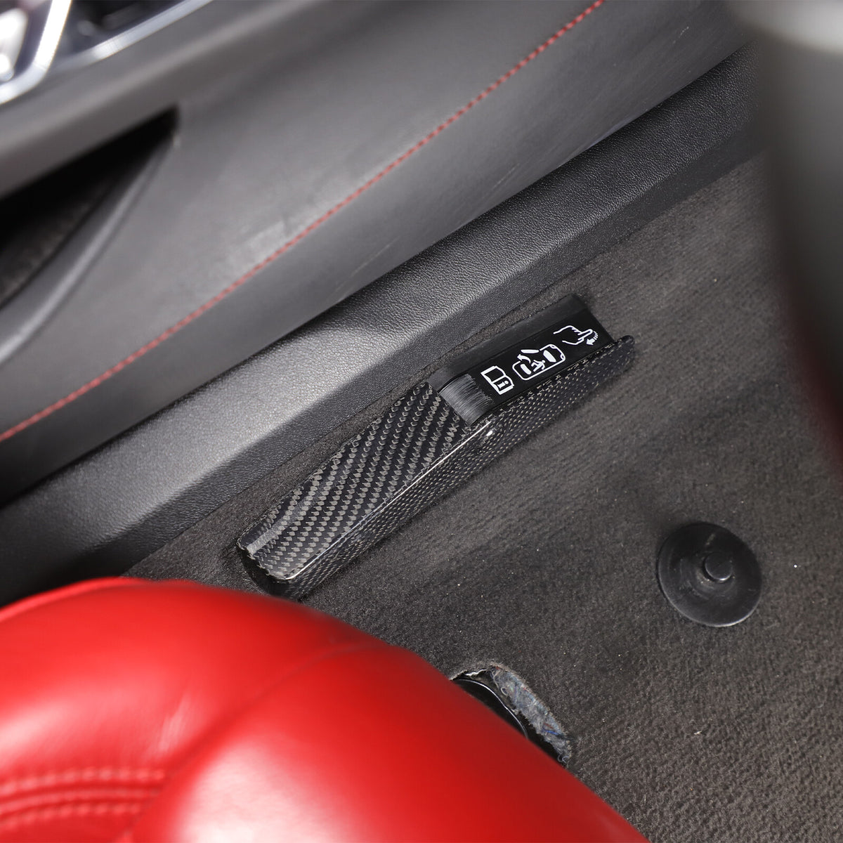 Real Dry Carbon Fiber Emergency Door Lock Switch Trim for Corvette C8 2020+ 14