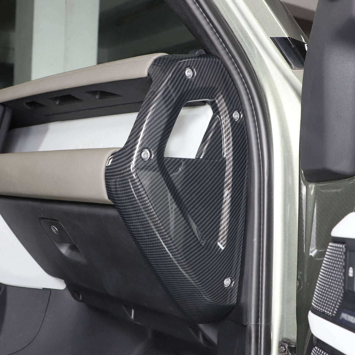 Carbon Fiber Style Dashboard Side Panel Cover Trim For Land Rover Defender 20-23 9