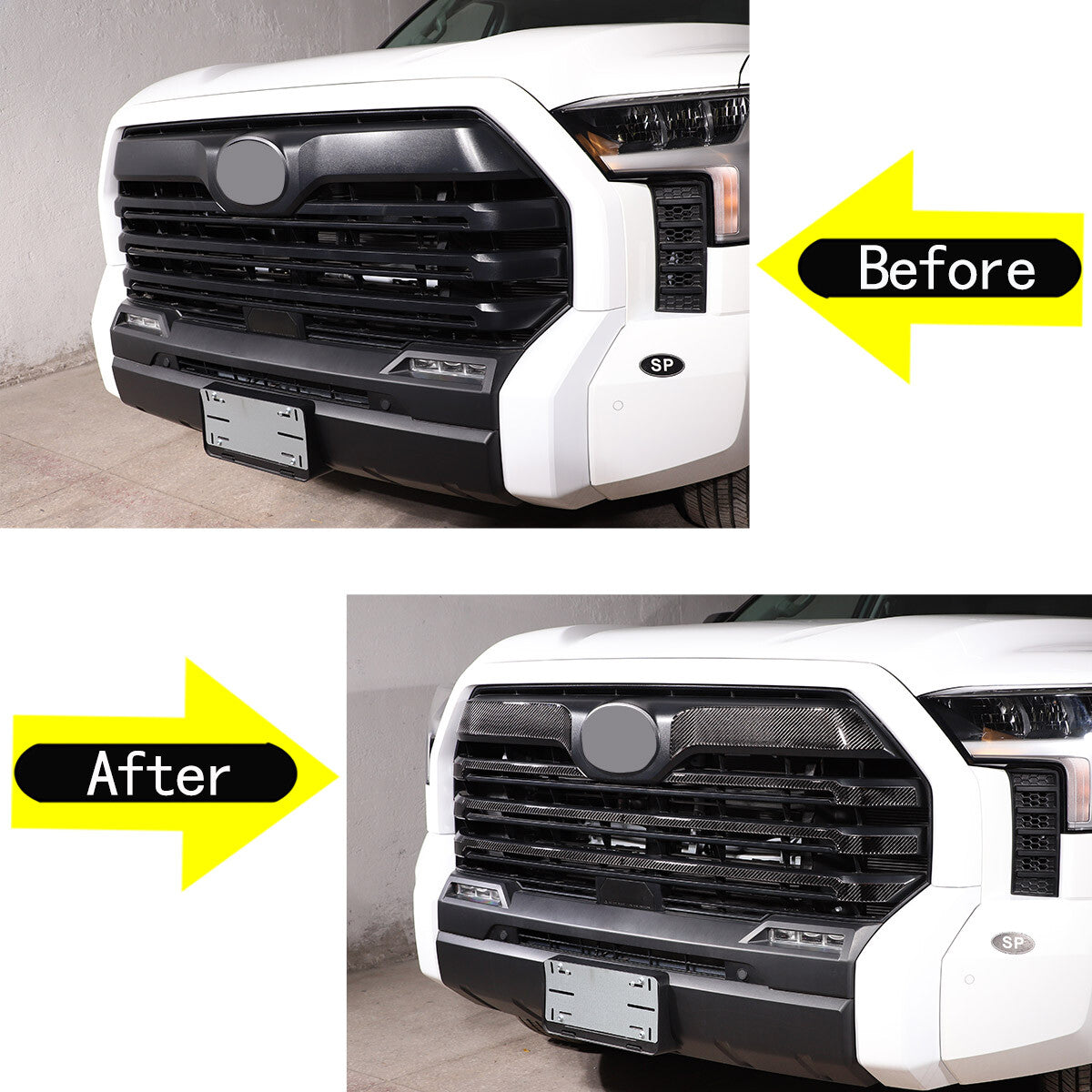 Carbon Fiber Front Grill Grille Inserts Cover Trim For Toyota Tundra 2022-23 3
