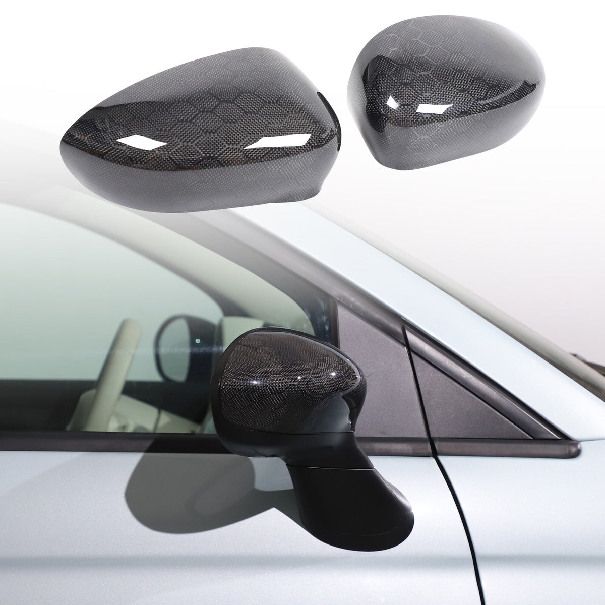 Honeycomb Carbon Fiber Exterior Side Mirror Trim For Fiat 500 Abarth 595 2010+ 2