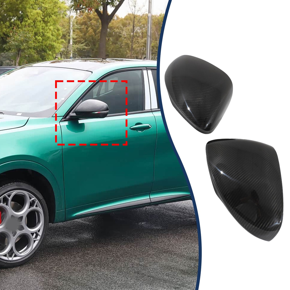 Real Carbon Fiber Outer Exterior Rearview Mirror Covers For Alfa Romeo Tonale 11