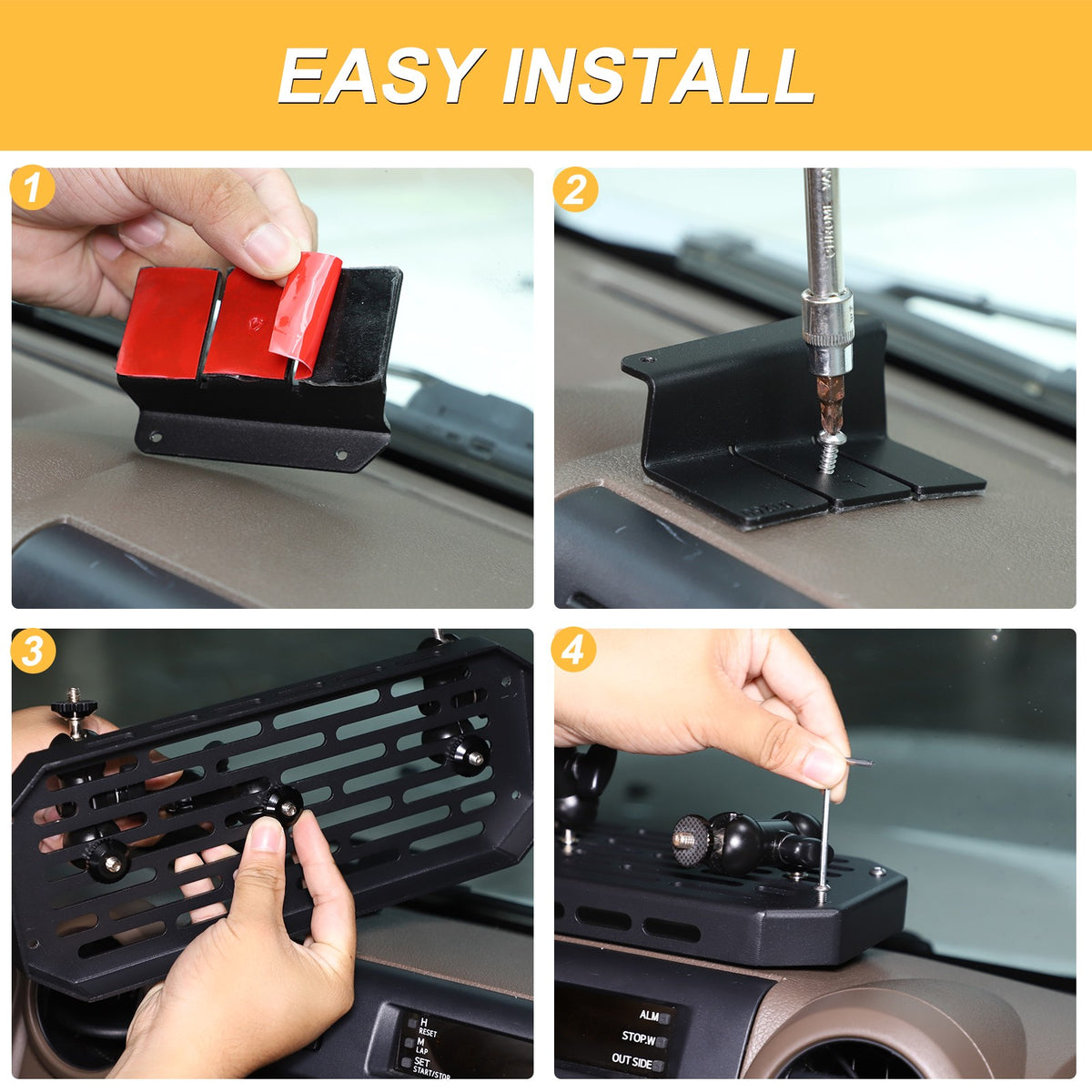 Off-Road Center Air Vent Phone Bracket For Toyota Land Cruiser LC71/76/79 2009+ 12
