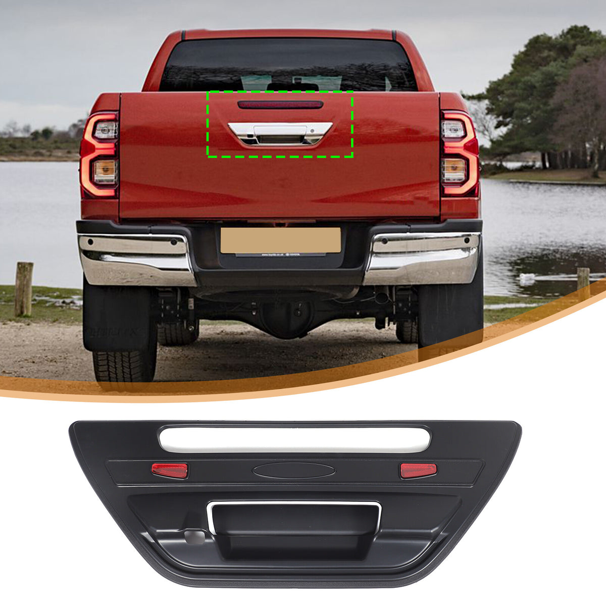 Car Rear Trunk Door Handle Cover Trim For Toyota Hilux 2015-2024 US 10