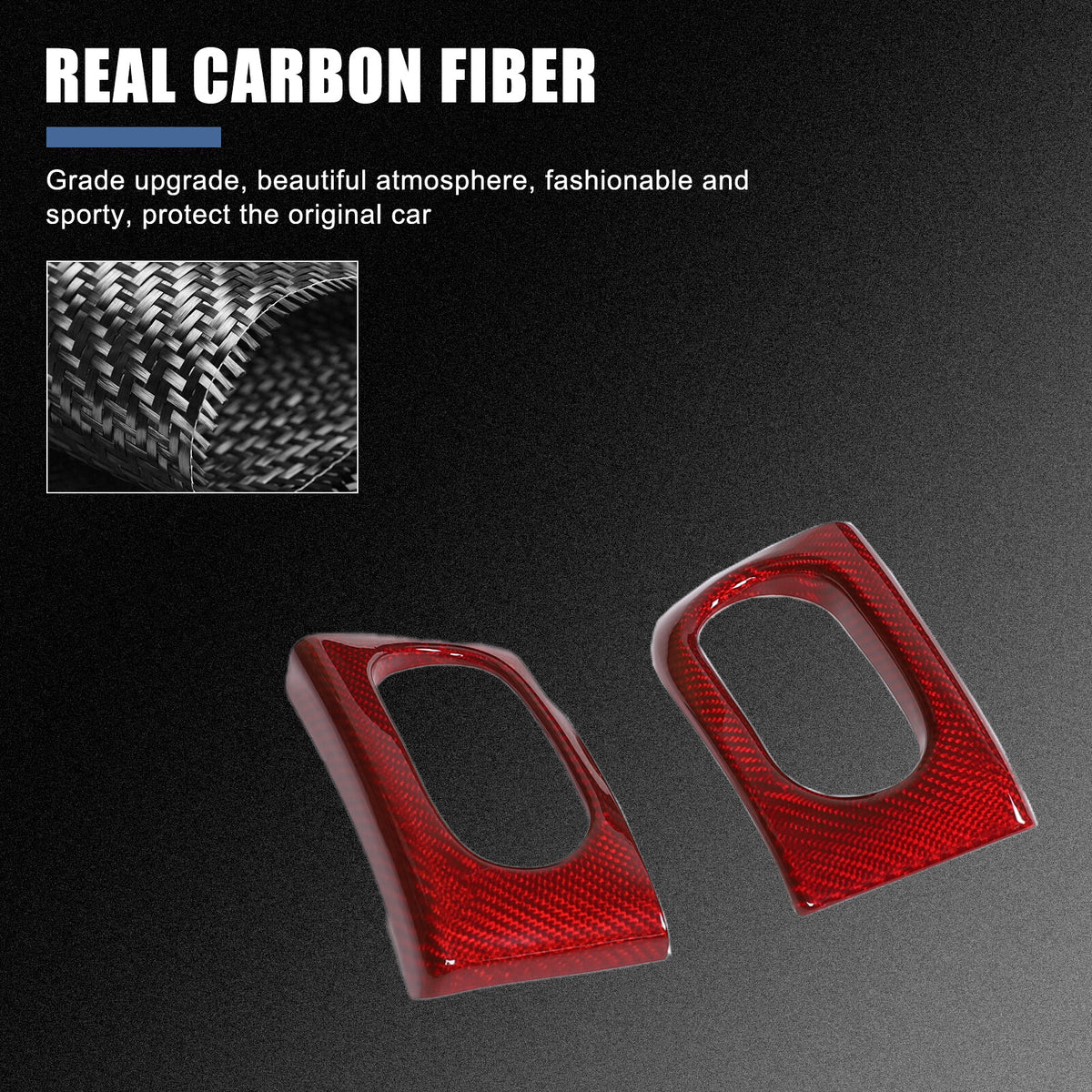 Red Real Carbon Fiber Interior Dashboard Side Air Vent Trim For Corvette C6 19