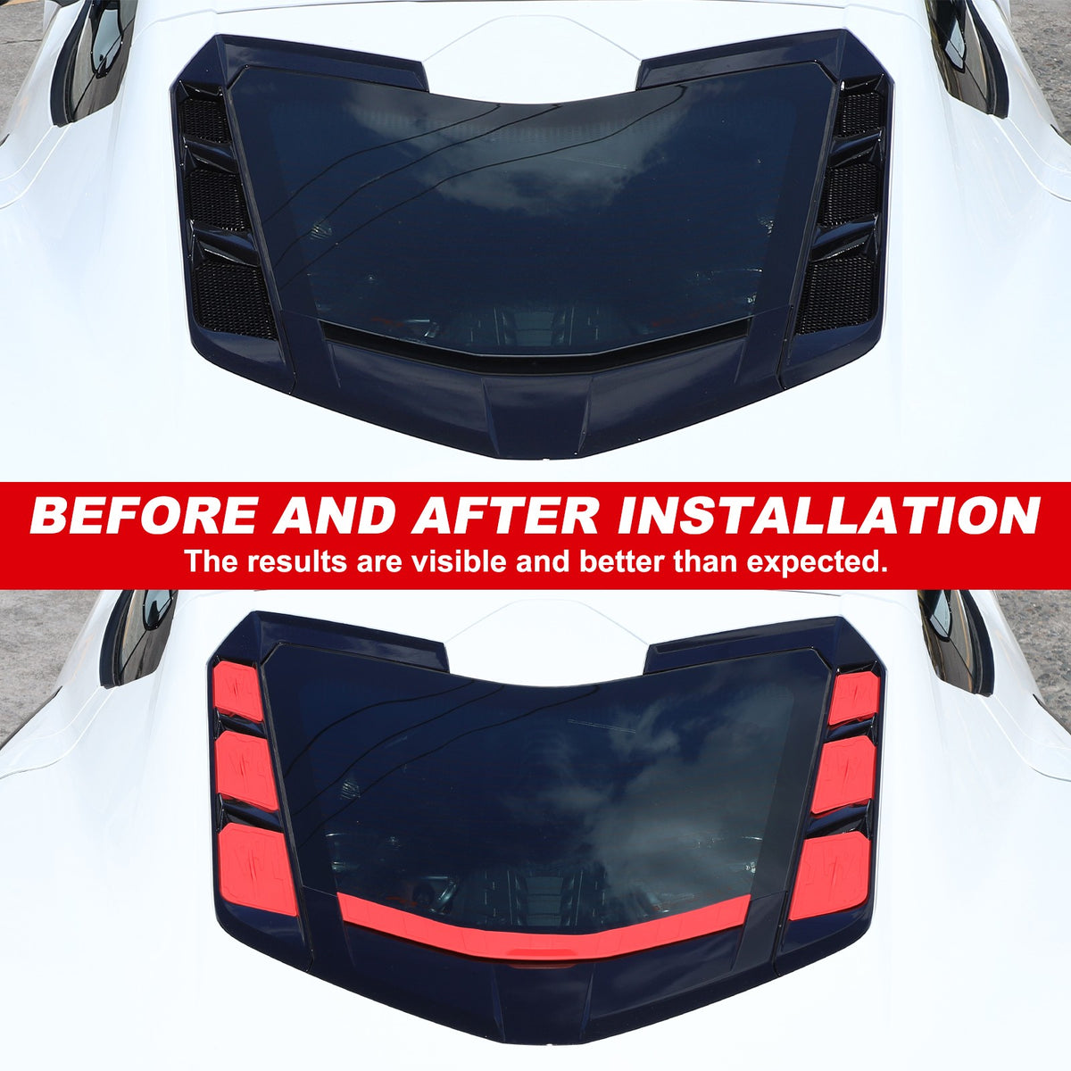 Red Rear Hatch Hood Car Wash Covers Air Vent Inserts For Corvette C8 2020-26 US 4