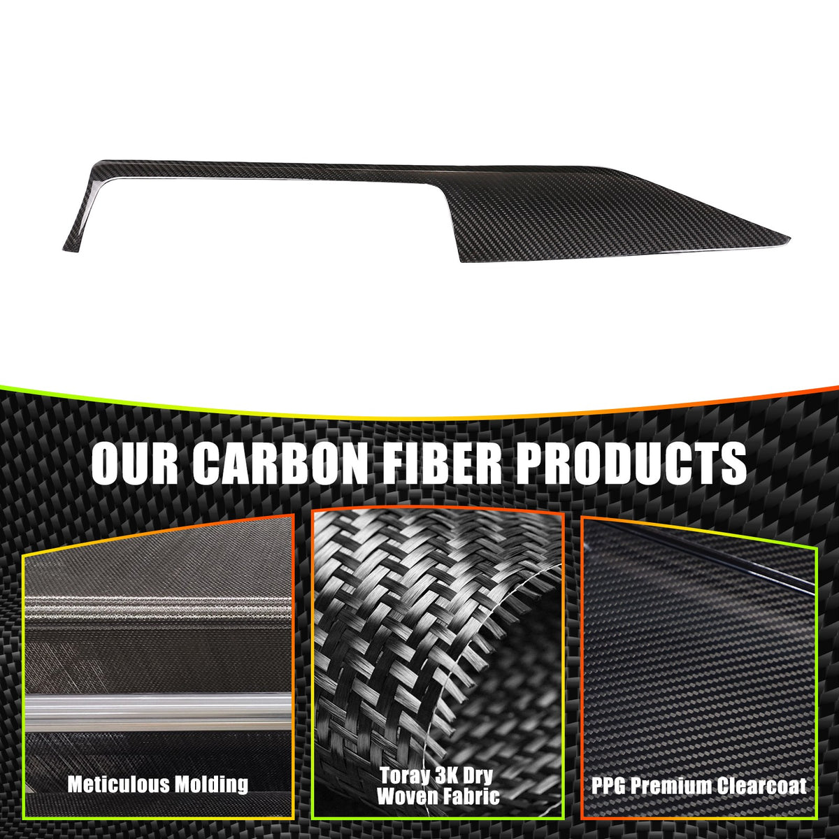Real Carbon Fiber Central Console Dashboard Trim For BMW M3 M4 F80 F82 2014-2019 13