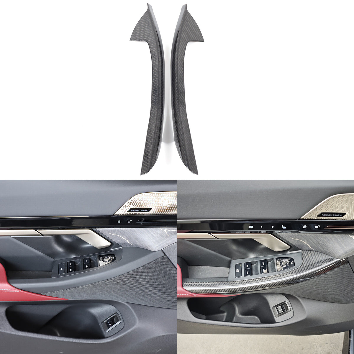 Real Carbon Fiber Window Lift Switch Button Trim Frame For BMW 5 Series G60 24+ 22