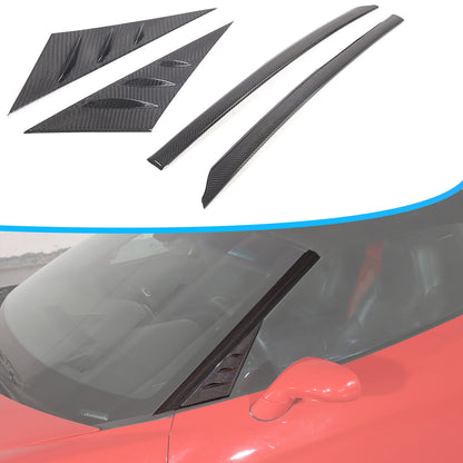 Real Carbon Fiber Window Windshield Triangle A-Pillar Trim Kit For Corvette C6 1