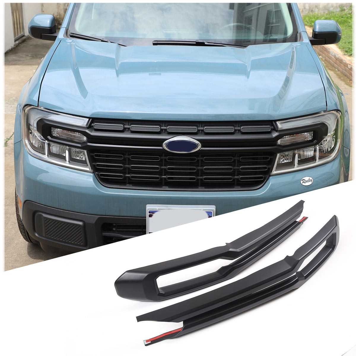 Matte Black Front Bumper Protect Grille Cover Trim For Ford Maverick 2022-24 US 3