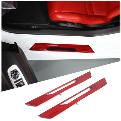 Red Real Carbon Fiber Full Interior Set Decor Trim Kit for Corvette C8 20-25 44