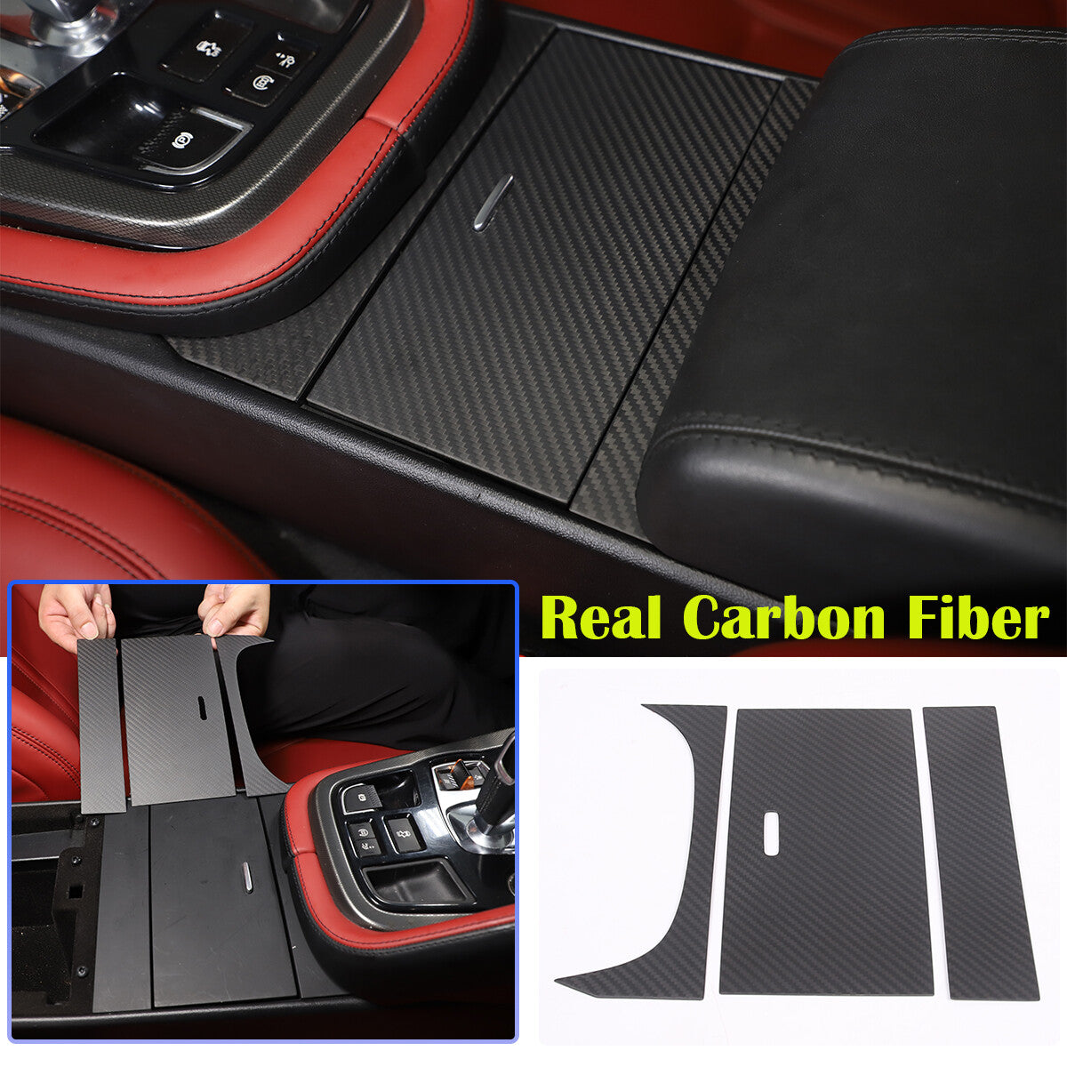 Matt Real Carbon fiber Water Cup Holder Panel Cover Trim For Jaguar F-TYPE 2013+ 1