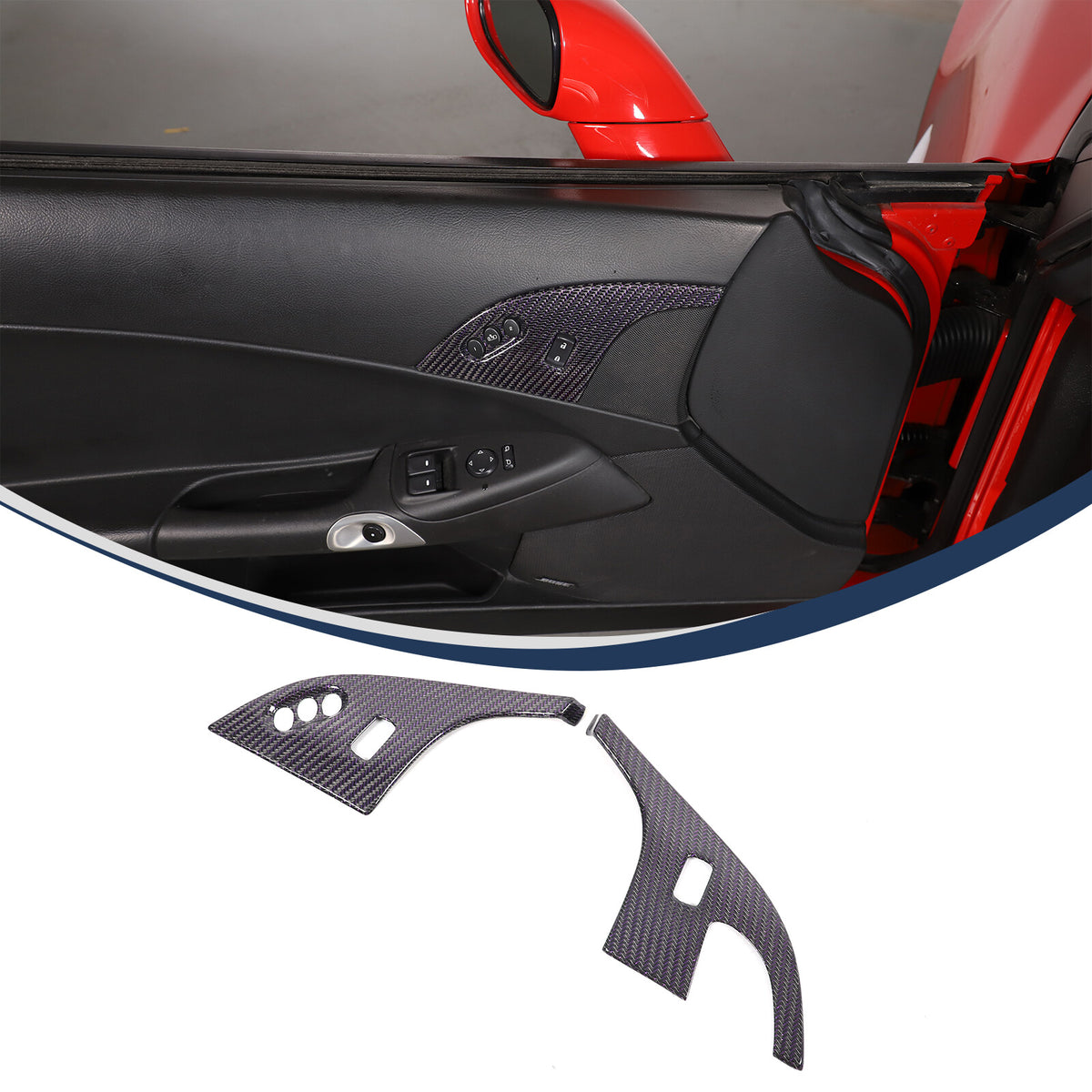Real Carbon Fiber Children Lock Button Frame Trim For Corvette C6 2005-2013 2