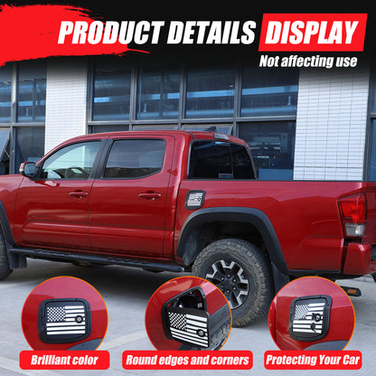 US Flag Lock Key Aluminum Gas Fuel Tank Door Cover Cap For Toyota Tacoma 2016-23 9