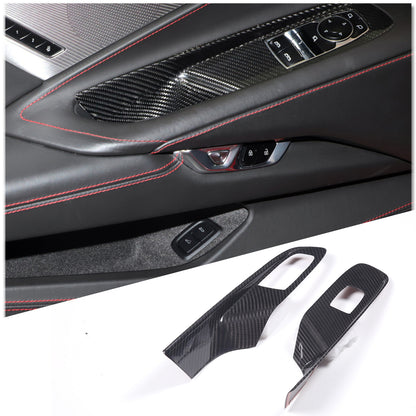 Real Carbon Fiber Window Lift Switch Panel Cover Trim For Corvette C8 Coupe 20+ 3