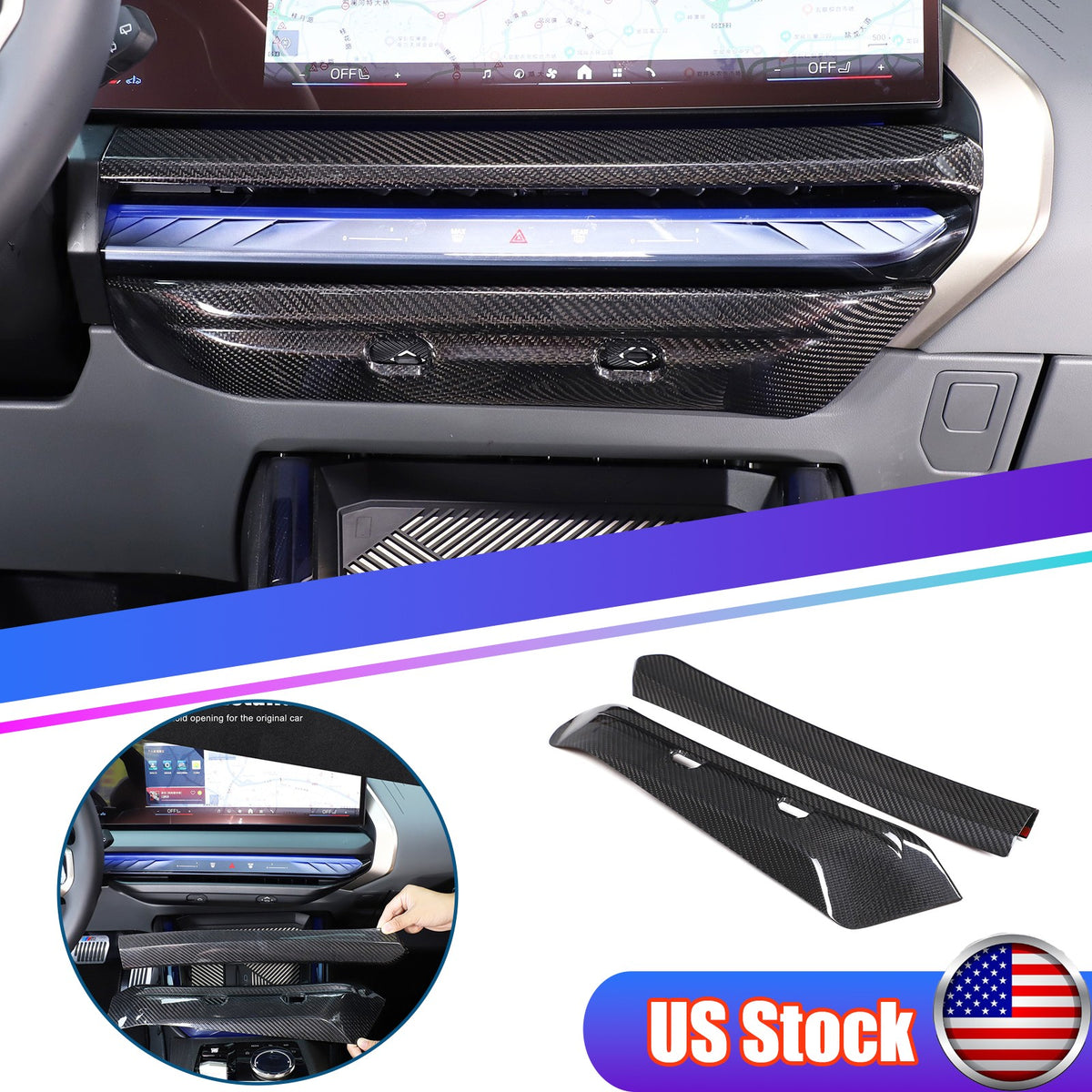 Real Dry Carbon Fiber Center Console Air Vent Trim For BMW X3 G45 2025+ 1