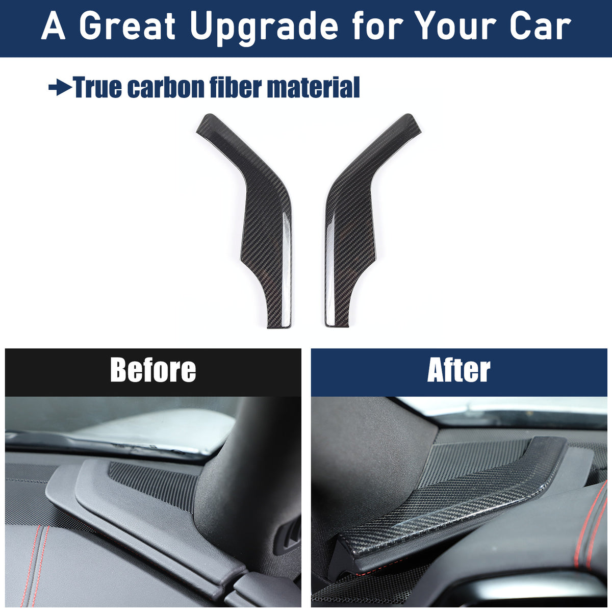 Real Carbon Fiber Interior Center Console Dashboard Trim Strip For Corvette C8 16