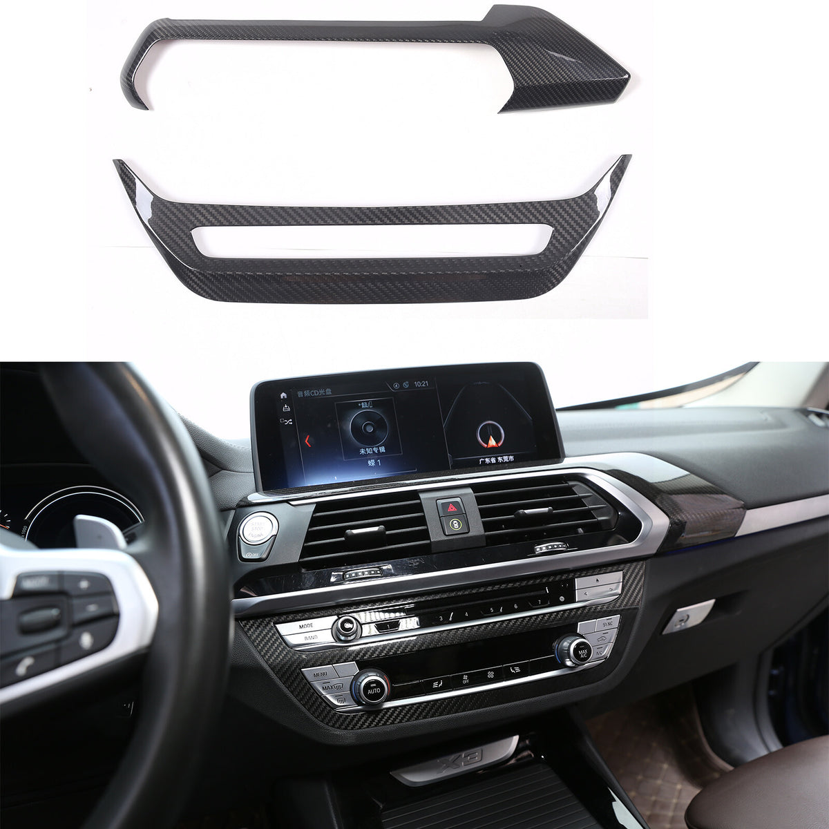 Real Carbon Fiber Center Air Vent Switch Trim Set For BMW X3 G01 X4 G02 22-24 1