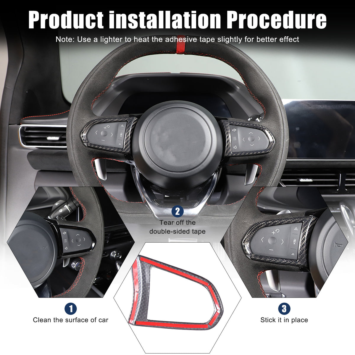 Real Carbon Fiber Steering Wheel Button Cover Trim For Lotus EMIRA 2021-25 US 17