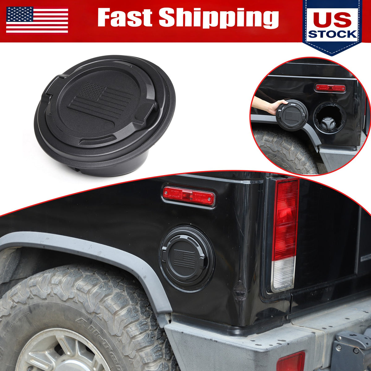 Replace US Flag Door Fuel Tank Cover Gas Lid Cap For Hummer H2 03-09 US 1