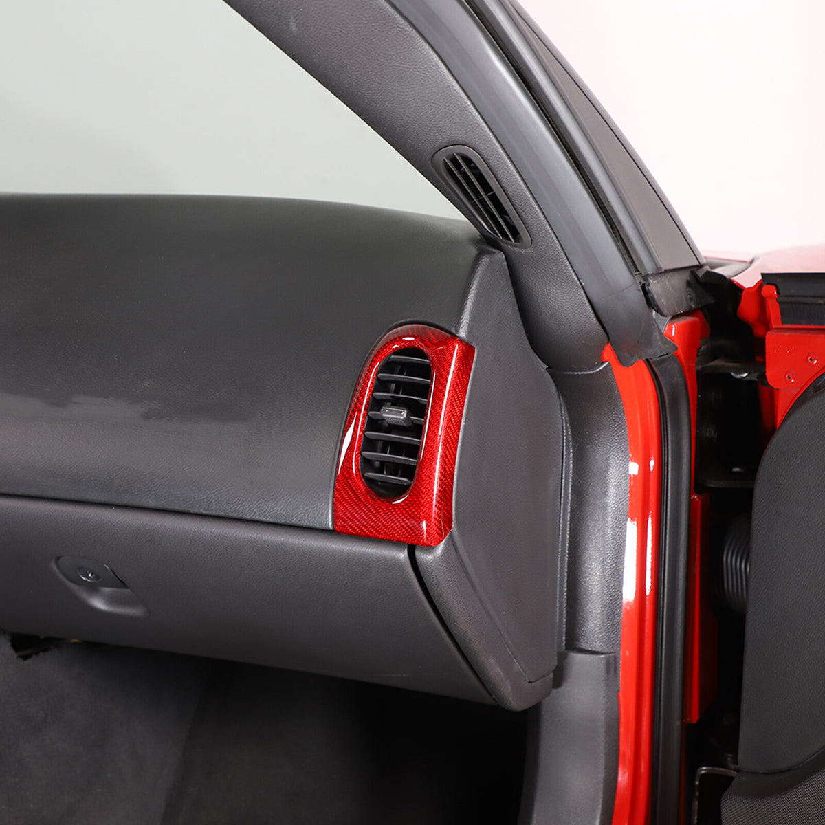 Red Real Carbon Fiber Interior Dashboard Side Air Vent Trim For Corvette C6 7