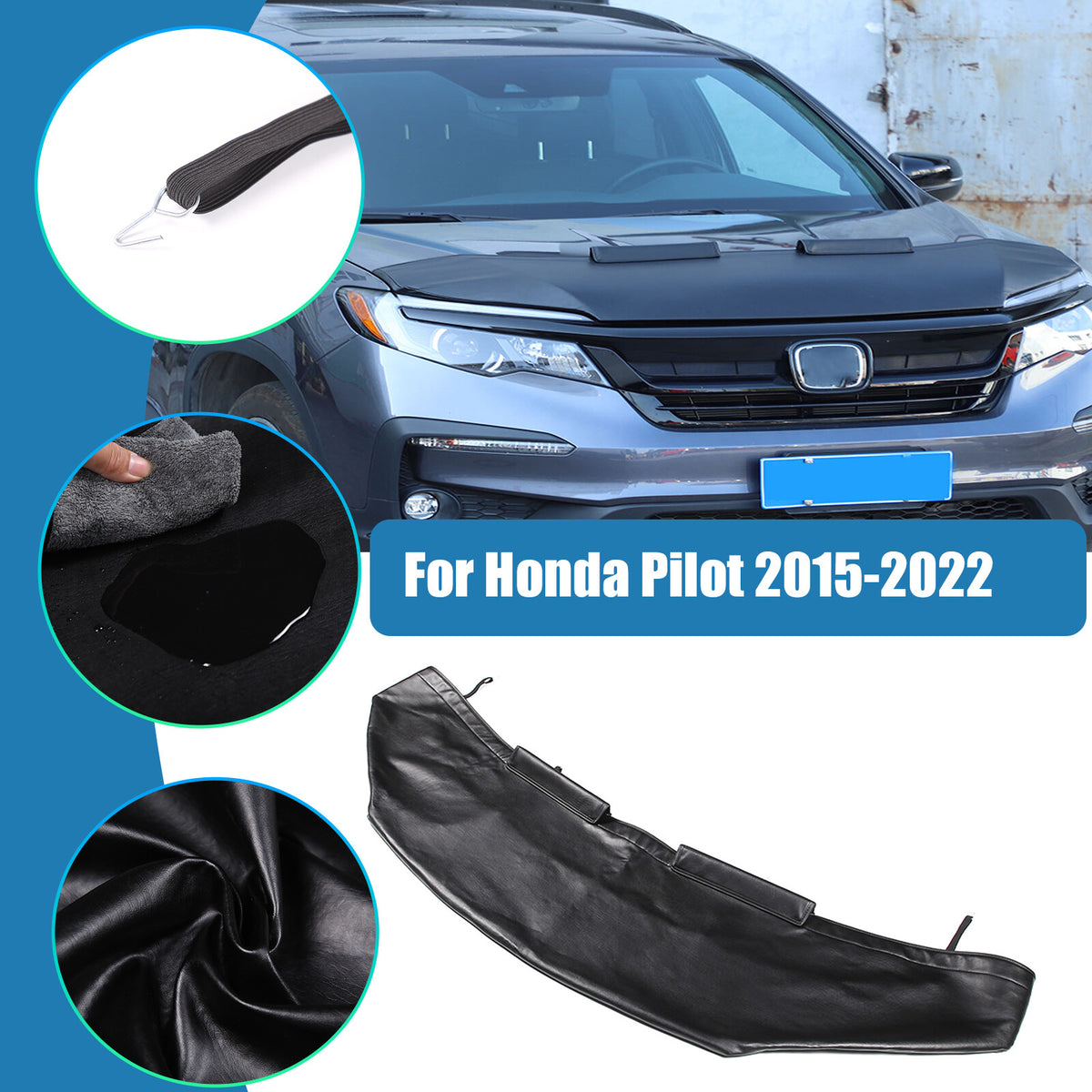 Black Car Bonnet Hood Bra Protector Mask Cover For Honda Pilot 2015-2022 US 1