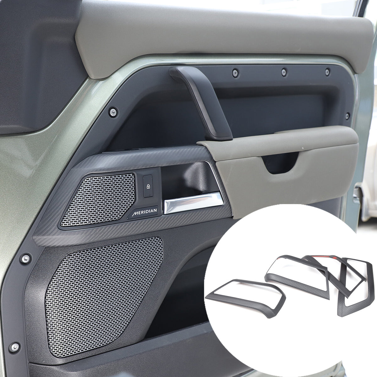 Matte Real Carbon Fiber Interior Door Handle Cover Trim For LR Defender 110 20+ 1