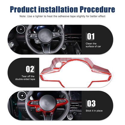 Red Real Carbon Fiber Steering Wheel Cover Trim For Alfa Romeo Tonale 2022-2024 15