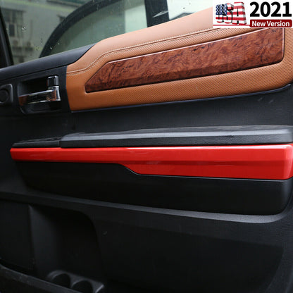 ABS Red Inner Door Armrest Cover Trim Frame For Toyota Tundra Crew Cab 2014-2018 9