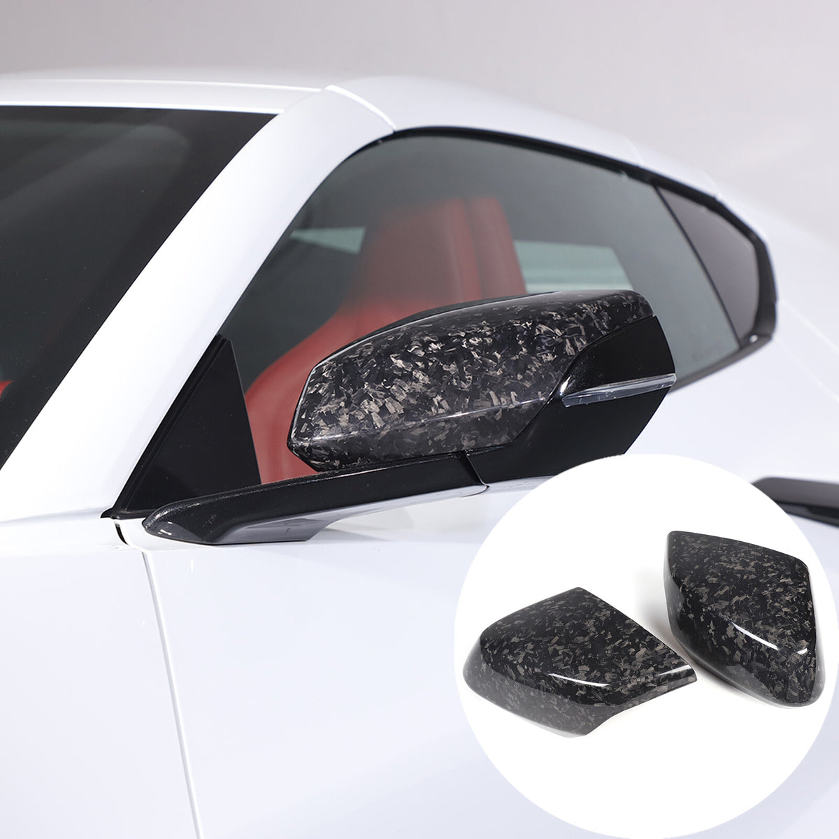 Forged Real Carbon Fiber Side Review Mirror Cover Trim For Corvette C8 2020-26 2