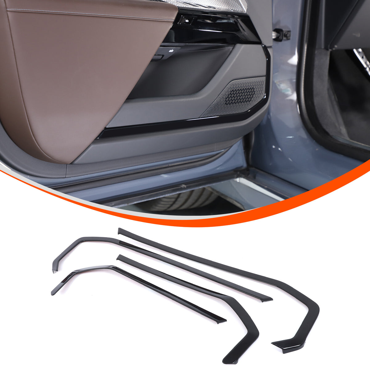 Glossy Black Inner door Armrest panel Trim Cover For BMW 7 Series G70 2023-2025 2