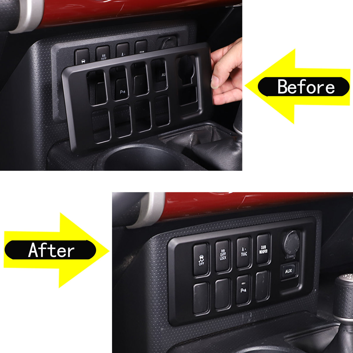 Matte Black ABS Interior Full Set Cover Trim Kit Set For FJ Cruiser 2007-2021 12