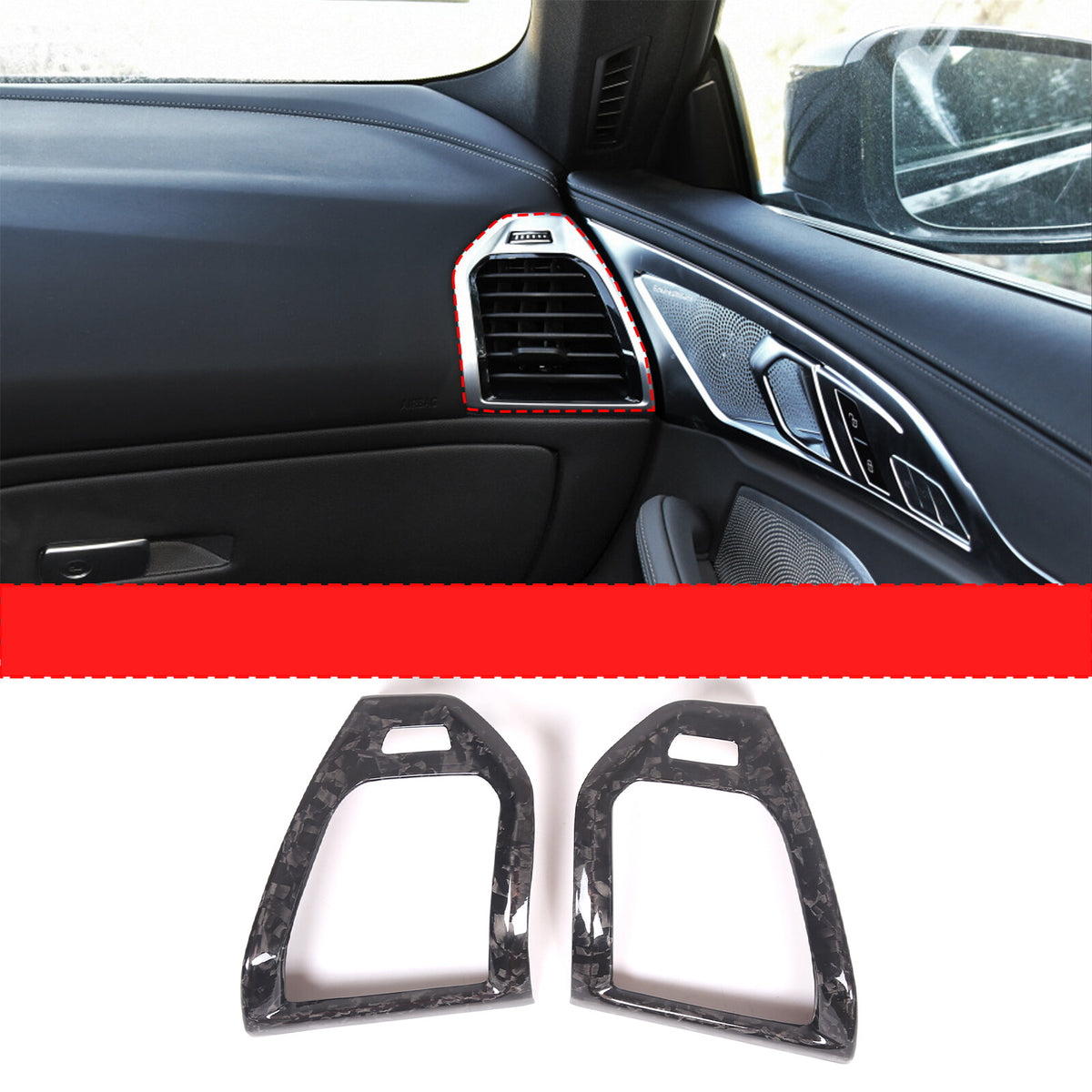 Forged Real Carbon Fiber Dashboard Side Air Vent Cover For BMW 8 Series 19-22 6