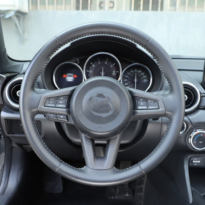 Matte Real Carbon Fiber Steering Wheel Button Trim For Mazda MX-5 Miata 2016-25 22