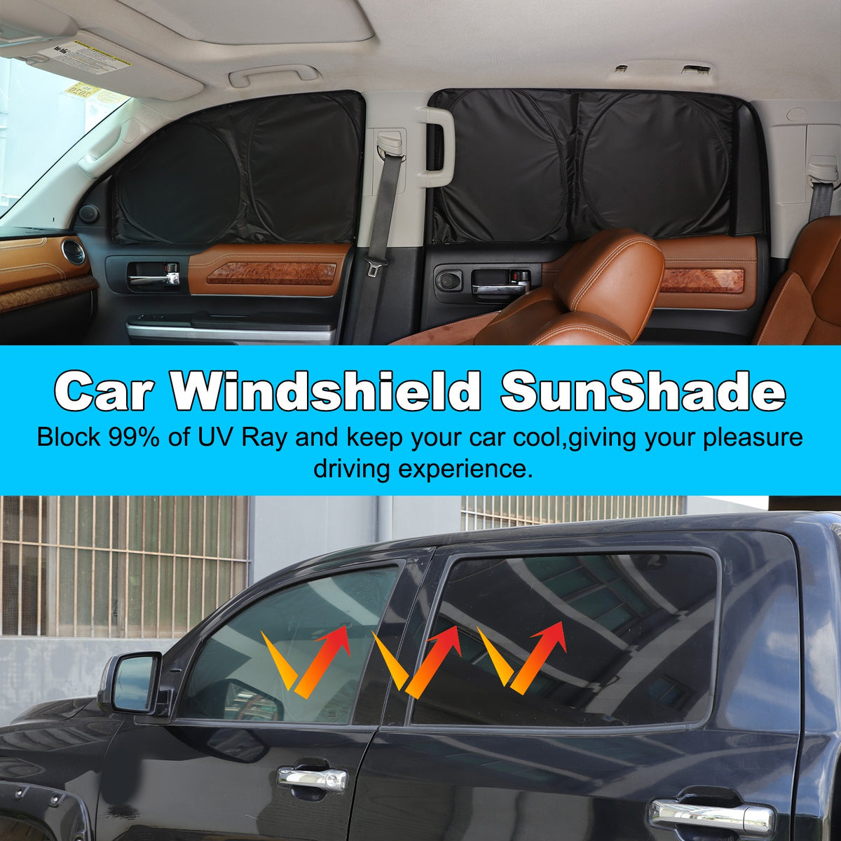 Memory Car Full Window Sunshade Cover Shades Sun Visor For Toyota Tundra 2007-21 8
