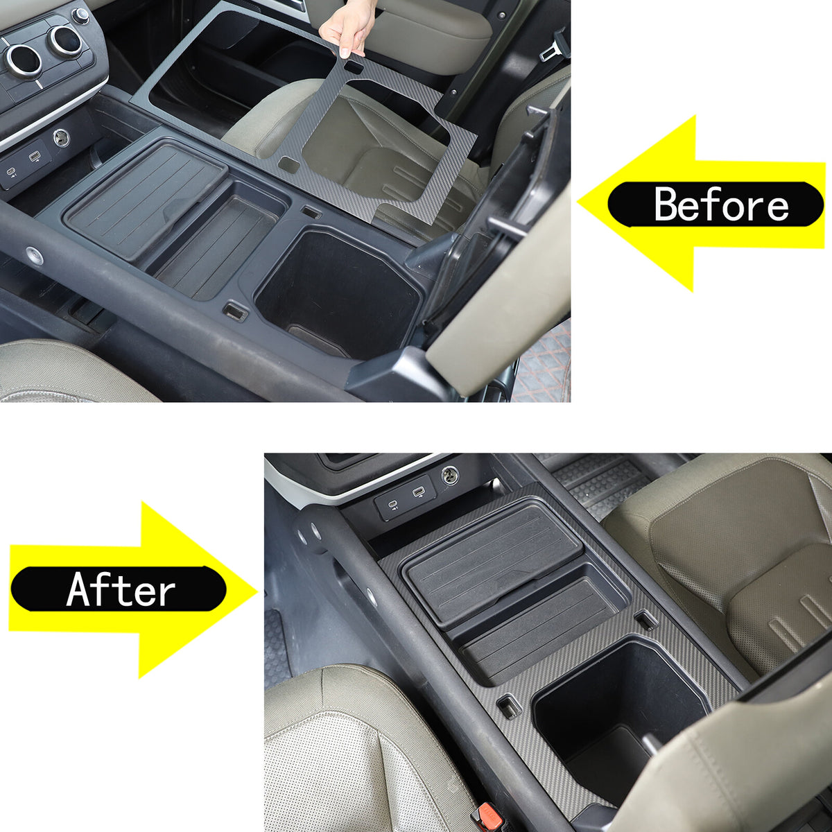 Matte Real Carbon Fiber Cup Holder Panel Trim Cover For Defender 110 90 2020-23 8