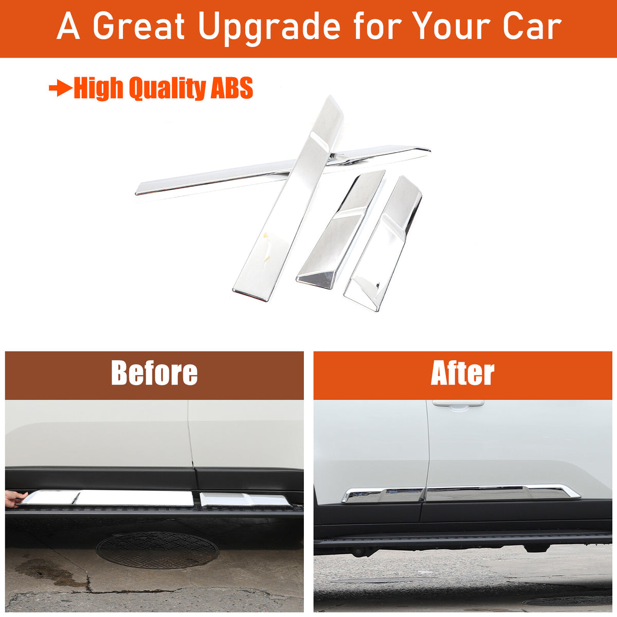 Silver Body Side Door Mouldings Cover Trim For Toyota Land Cruiser LC250 24+ 9