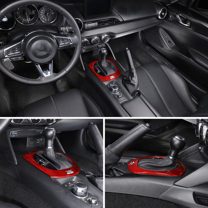 Red Real Carbon Fiber Center Gear Panel Cover Trim For mazda MX5 MX-5 Miata 16+ 15