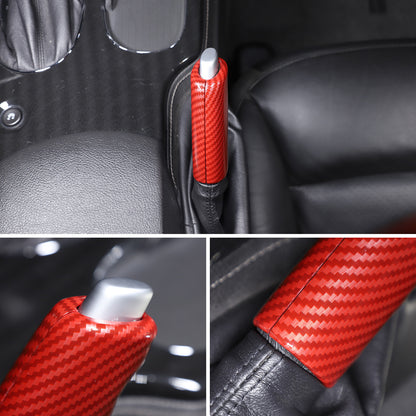 Red Carbon Fiber ABS Parking Brake Lever Sleeve Trim For Corvette C6 2005-2013 21