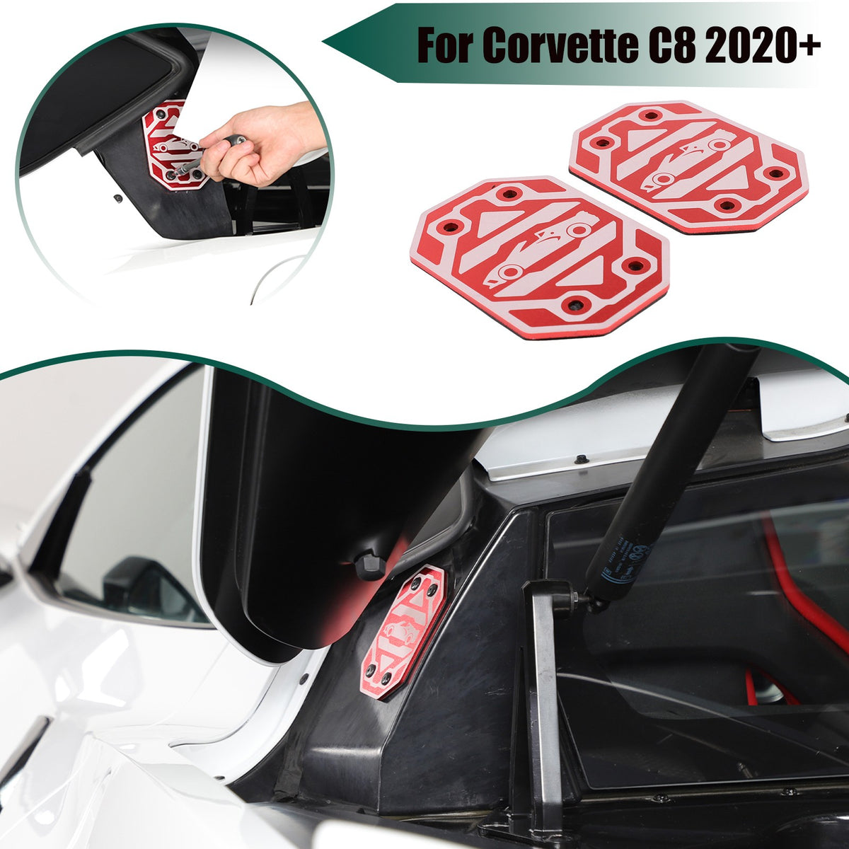 Replacement Red Aluminum Rear Quarter Window Emblem Badge For Corvette C8 20+ US 2