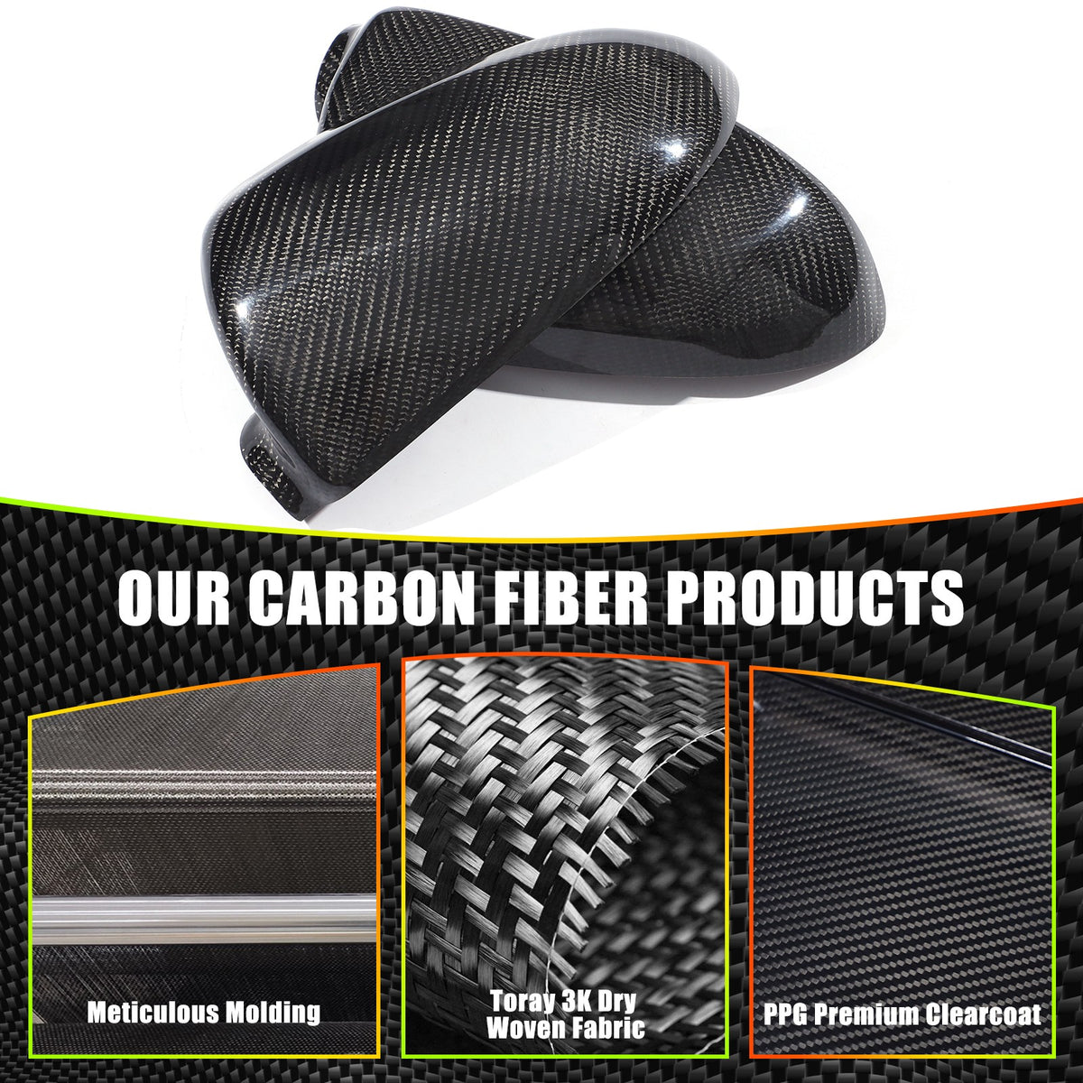 Real Carbon Fiber Exterior Side Mirror Trim For Benz Smart Fortwo W451 2009-2014 7
