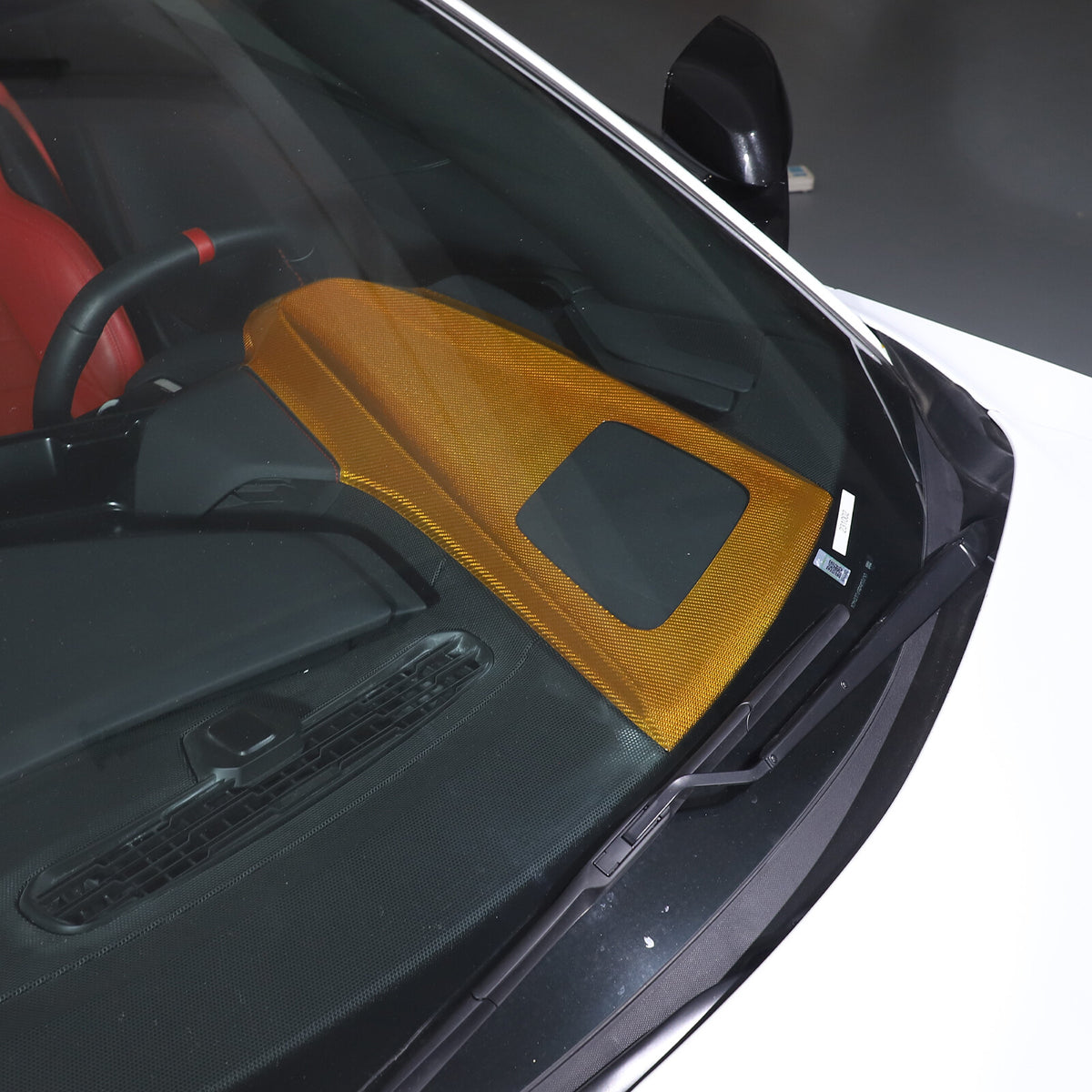 Yellow Carbon Fiber Dash Instrument Cover Trim W/ HUD For Corvette C8 20-25 2
