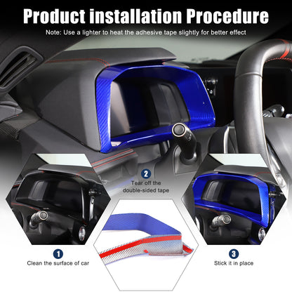 Blue Real Carbon Fiber Speedometer Instrument Trim For C8 Corvette 20-25 7