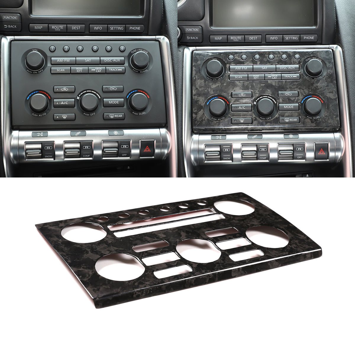 Forged Carbon Fiber Central Control Volume Panel Trim for Nissan GTR R35 08-16 7