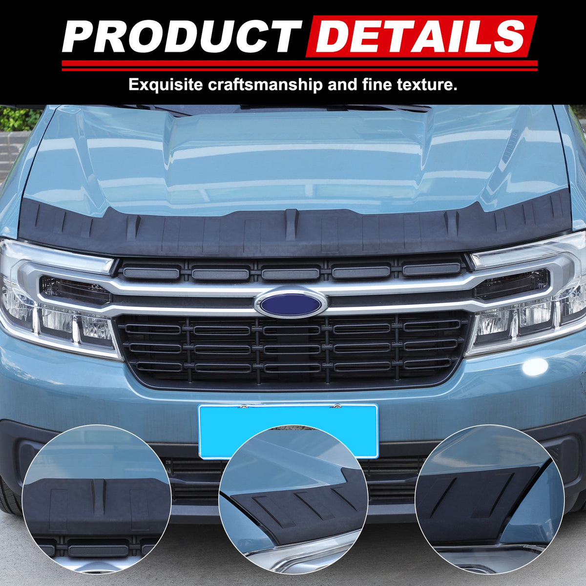 PU Leather Car Bonnet Hood Bra Wind & Bug Deflectors For Ford Maverick 2022+ US 19