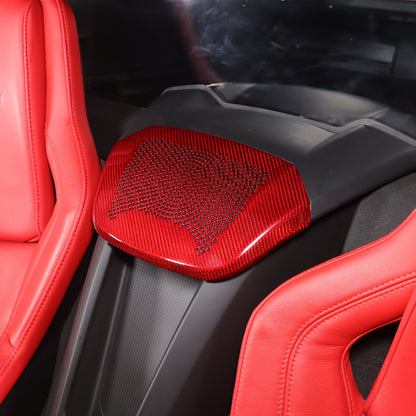 Real Carbon Fiber Rear Speaker Grill Cover For Corvette C8 2LT 3LT 2020+ 16