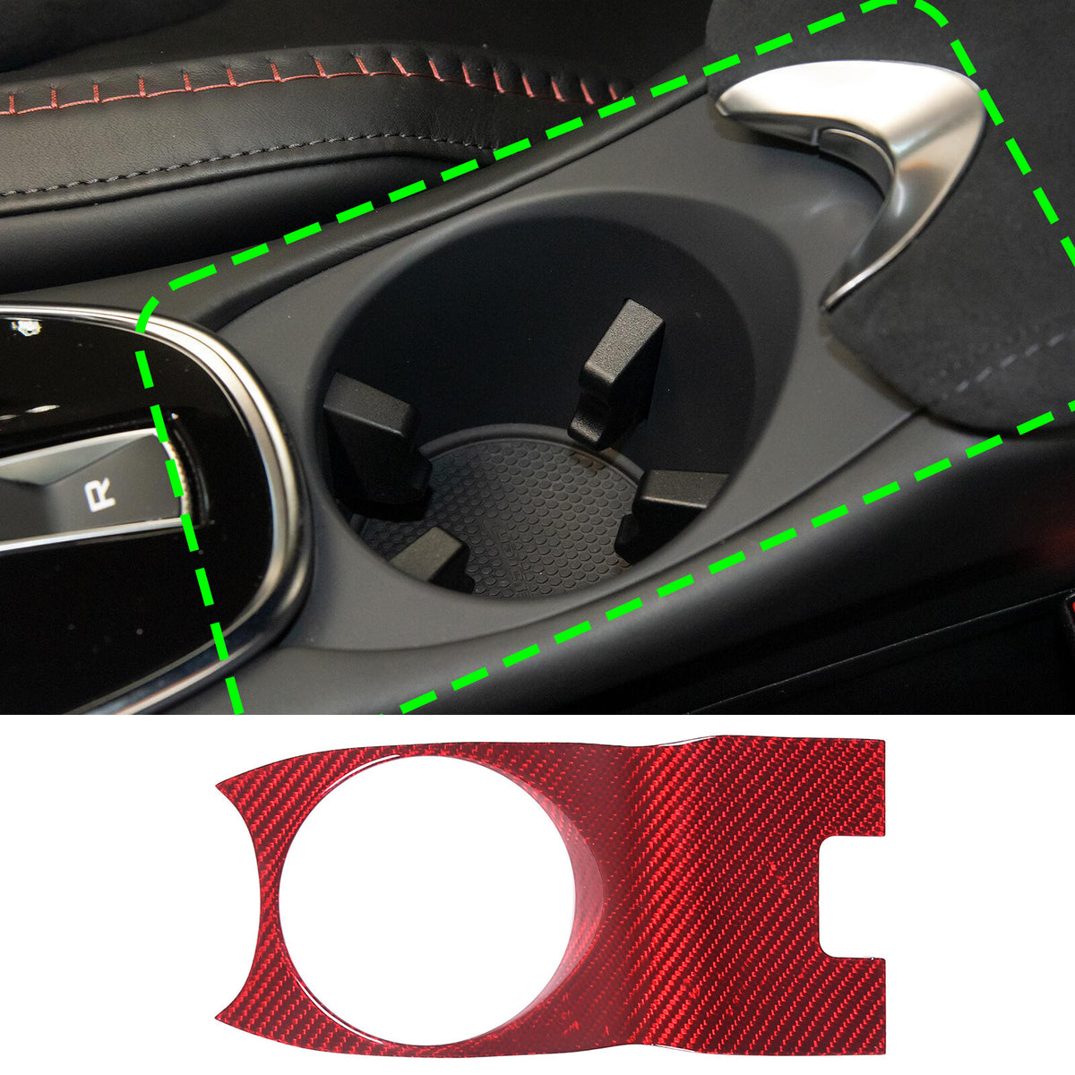 Real Carbon fiber Center Armrest Cup Holder Cover Trim For McLaren GT 19-22 7