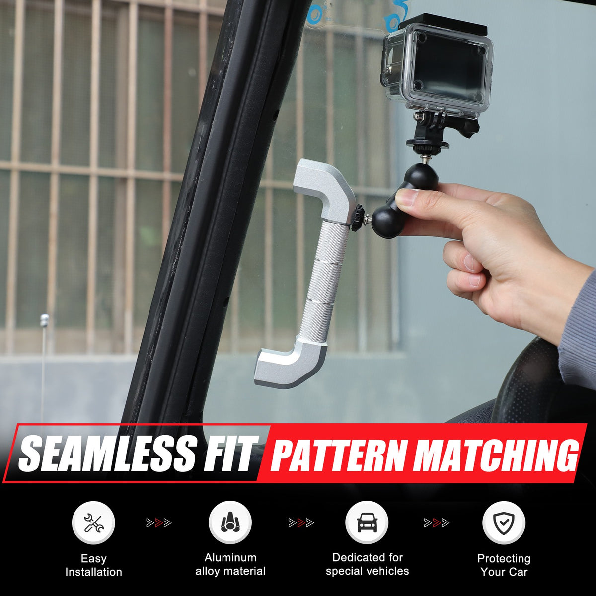 Silver Aluminum A-Pillar Handle W Cam Mount For LR Defender L316 2004-2018 6