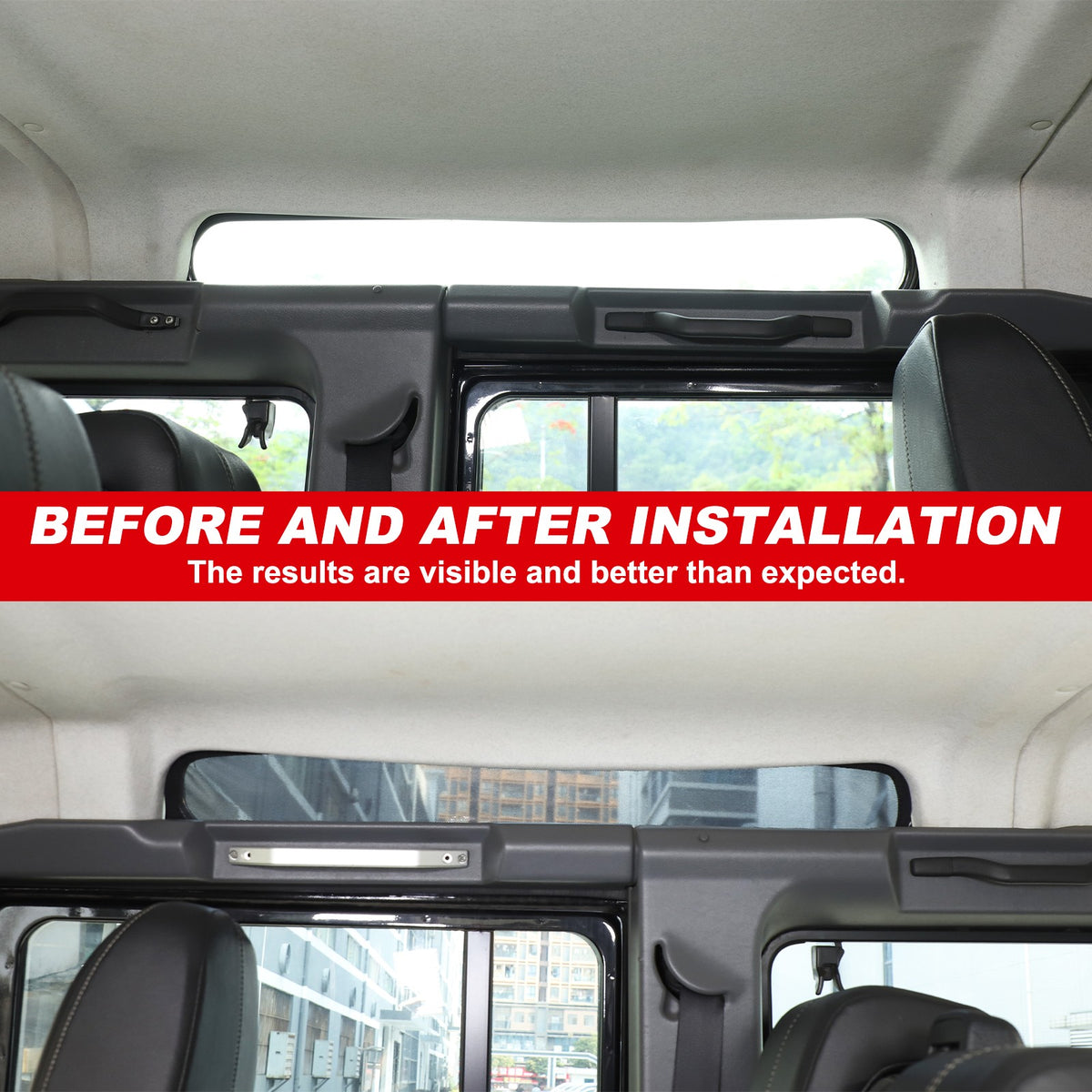 Black Memory Steel Sunroof Sunshade Cover For Land Rover Defender 2004-2018 22